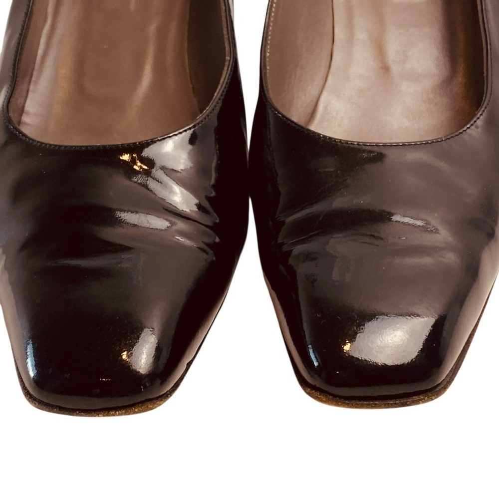 BALLY Vintage Women’s Patent Leather Uberta-05 Heels Square Toe In Black Size 8 - Picture 9 of 12